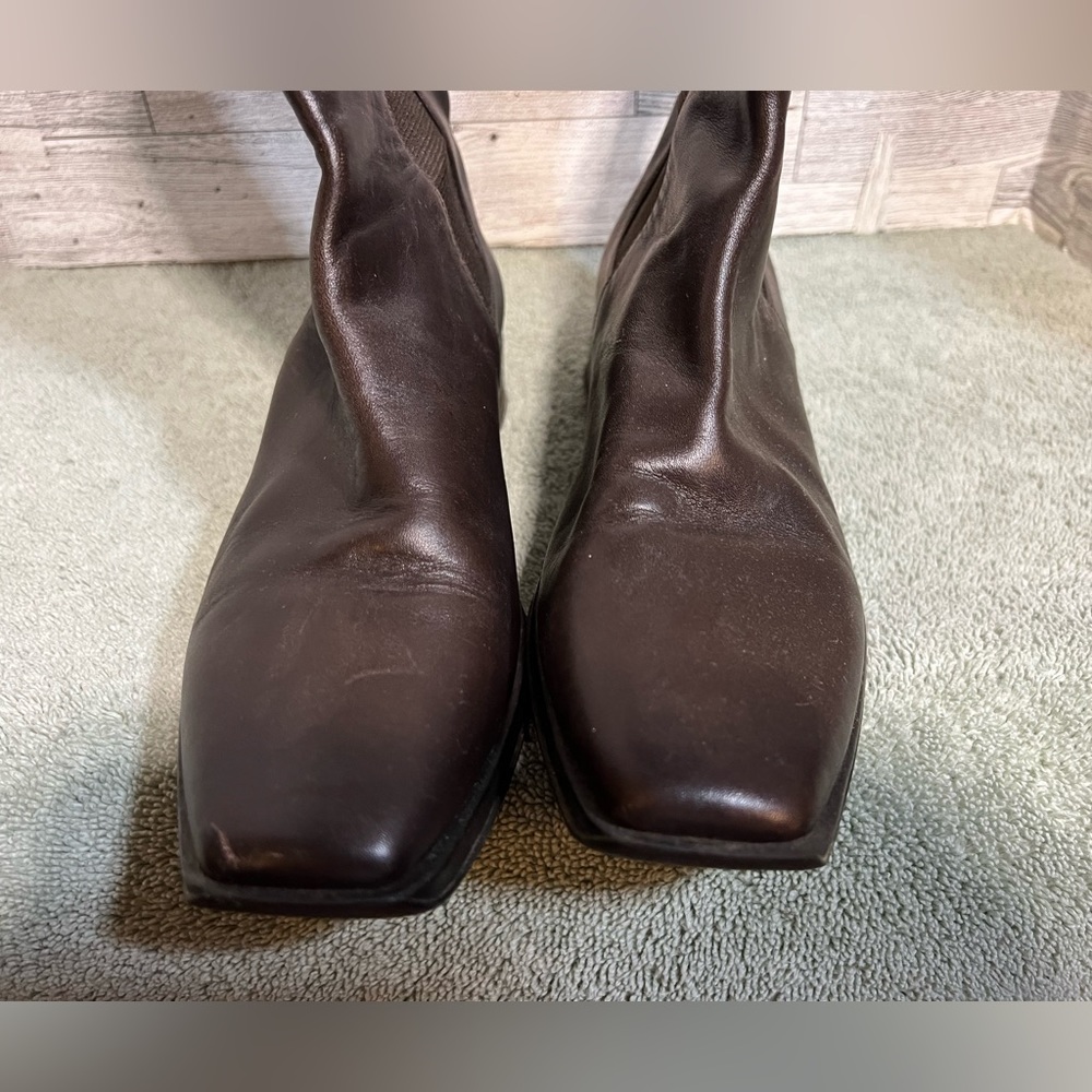 Donald J. Pliner Hidee Brown pull on Booties square toe - Picture 3 of 7